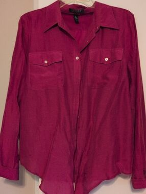 Lauren Ralph Lauren Deep Magenta Button-Front Shirt